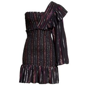 Farm Rio Lurex Black Mini Dress